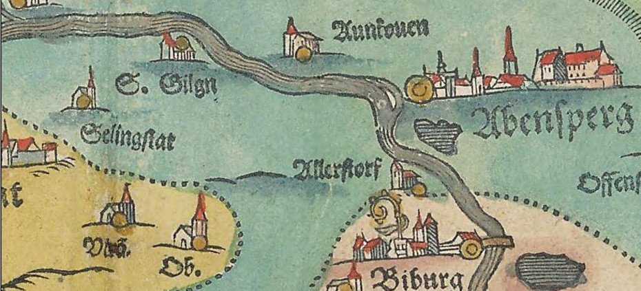 Kartenausschnitt Abensberg Umgebung aus der Landtafel Phillip Appians  | © Stadtmuseum Abensberg