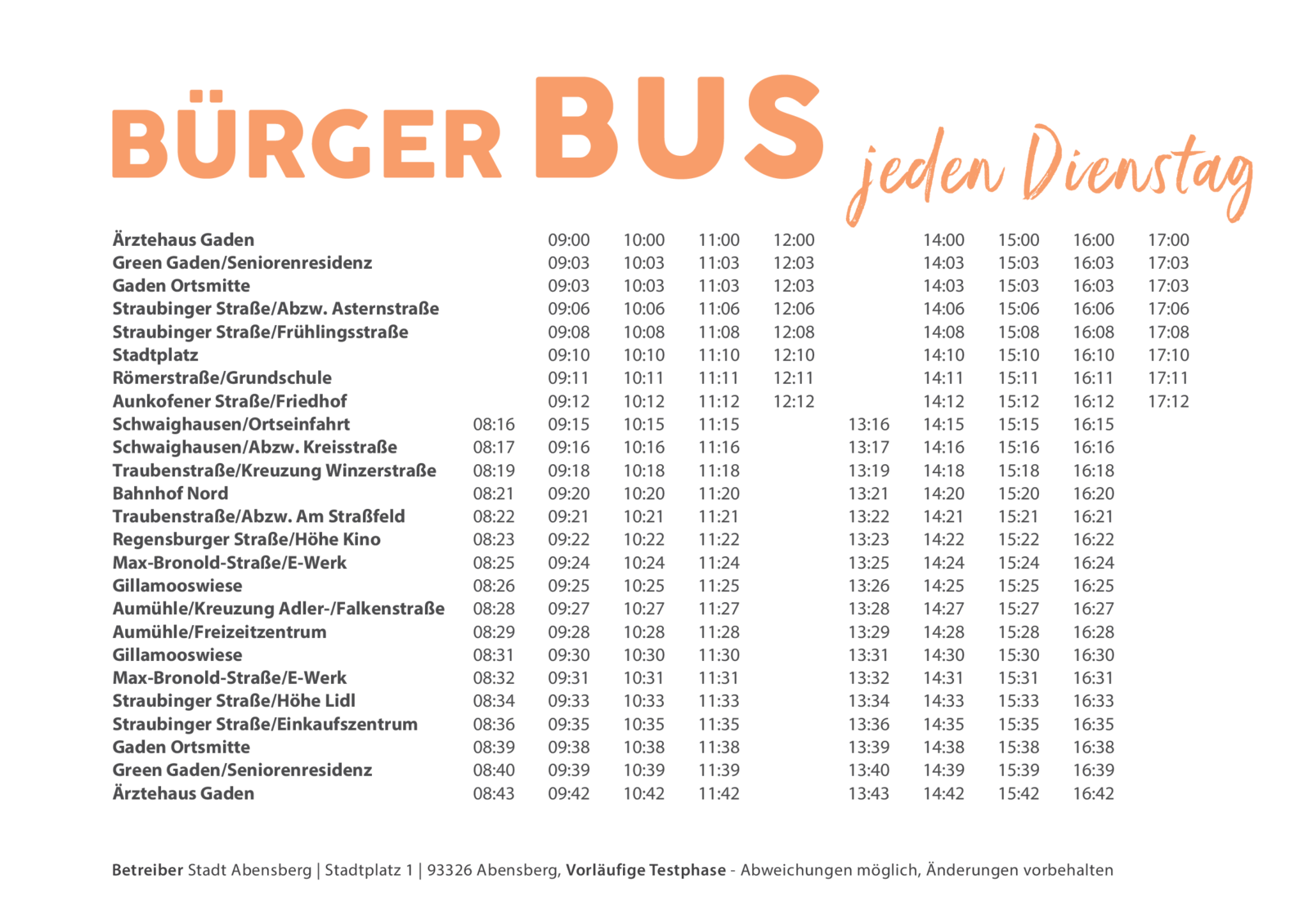 Anzeige für Fahrplan&Route Bürgerbus.pdf