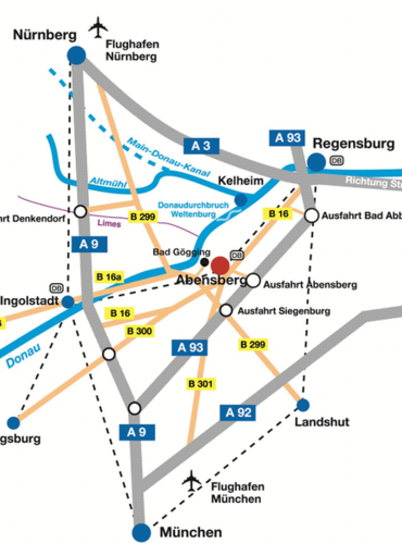 Verkehrsspinne um Abensberg